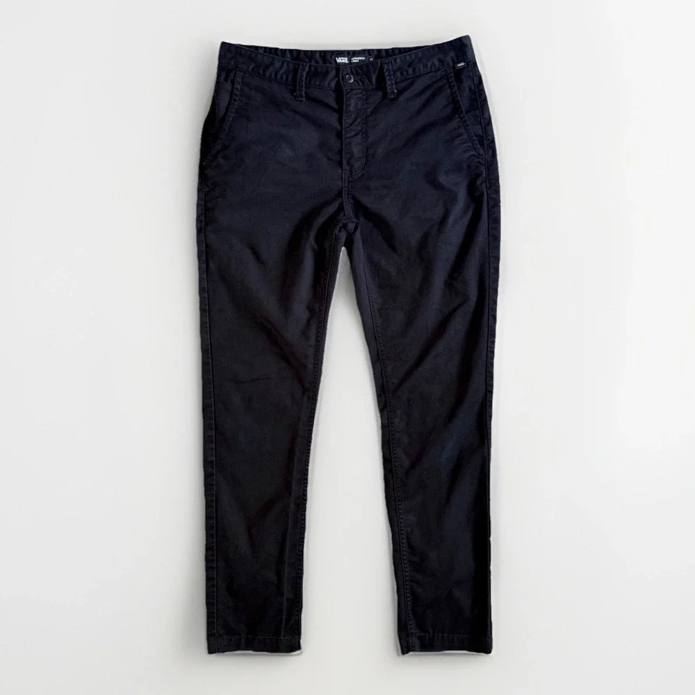 Vans Slim Fit Authentic Chino Pants Mens 32 (34x31) Black Straight Cotton Twill